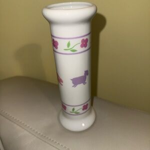 Charming White and Purple Floral Rabbit Lamb Vase